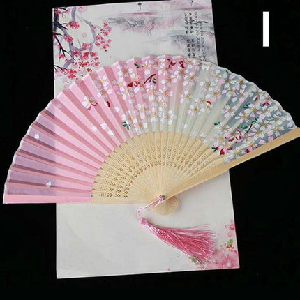 Elegant Vintage Chinese Silk Bamboo Folding Fan with Unique Designs