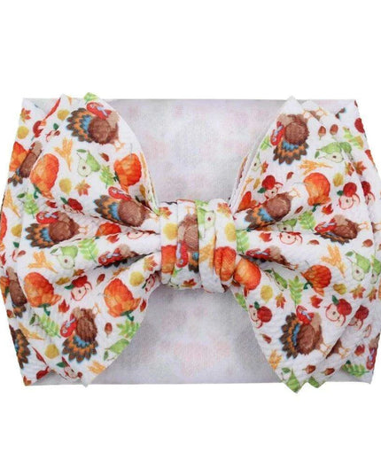 Turkey Print Baby Headband - Festive Holiday Hair Accessory for Thanksgiving Cheer