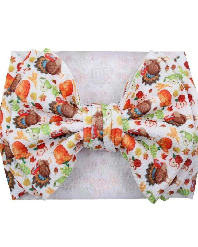 Turkey Print Baby Headband - Festive Holiday Hair Accessory for Thanksgiving Cheer