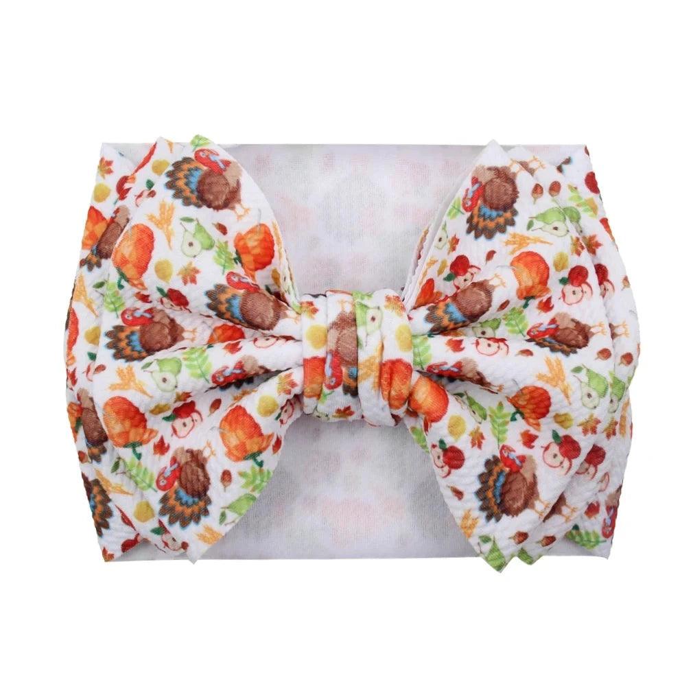 Turkey Print Baby Headband - Festive Holiday Hair Accessory for Thanksgiving Cheer