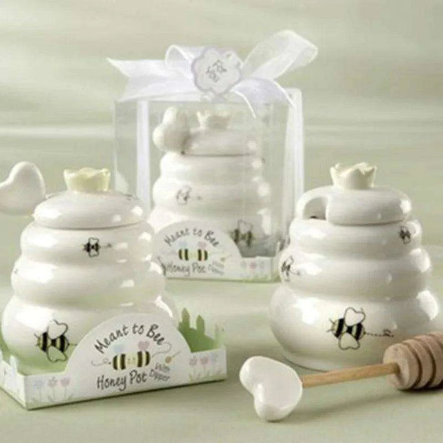 Delightful Ceramic Honey Pot with Dipper in Elegant Packaging
