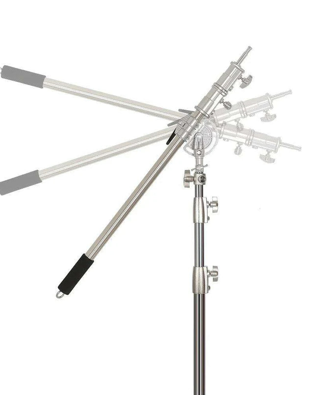 Professional Adjustable Stainless Steel Light Stand with Boom Arm & Sandbag - 2.49M Height