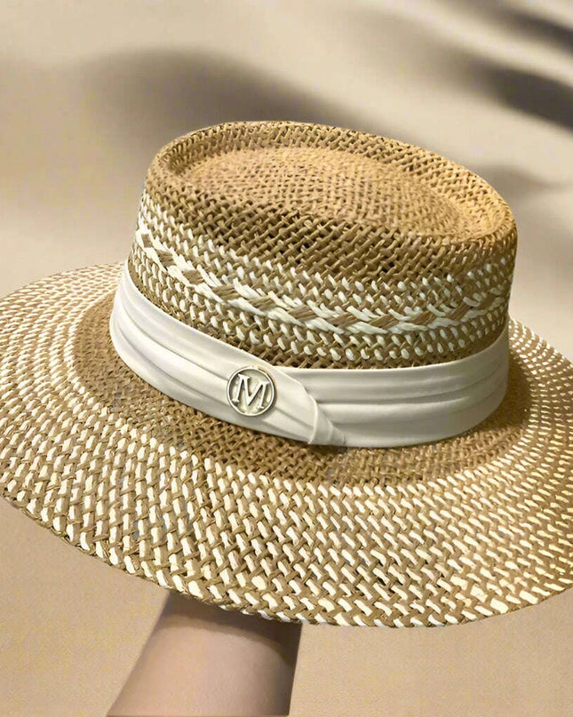 Chic Adjustable Wide Brim Straw Hat for Women - Stylish Sun Protection Beach Accessory Available in 50 Colors