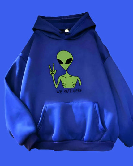 Quirky Green Alien Hoodies for Girls - Fun and Cozy Winter Sweatshirts