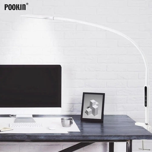 Remote-Controlled Adjustable LED Clip-On Desk Lamp with Multiple Brightness and Color Settings