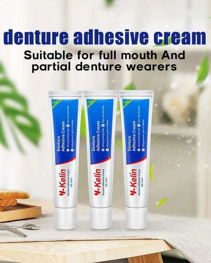 Y-Kelin Mint Flavored Denture Adhesive Cream - 120g (3 x 40g) - Reliable All-Day Secure Hold for Seniors