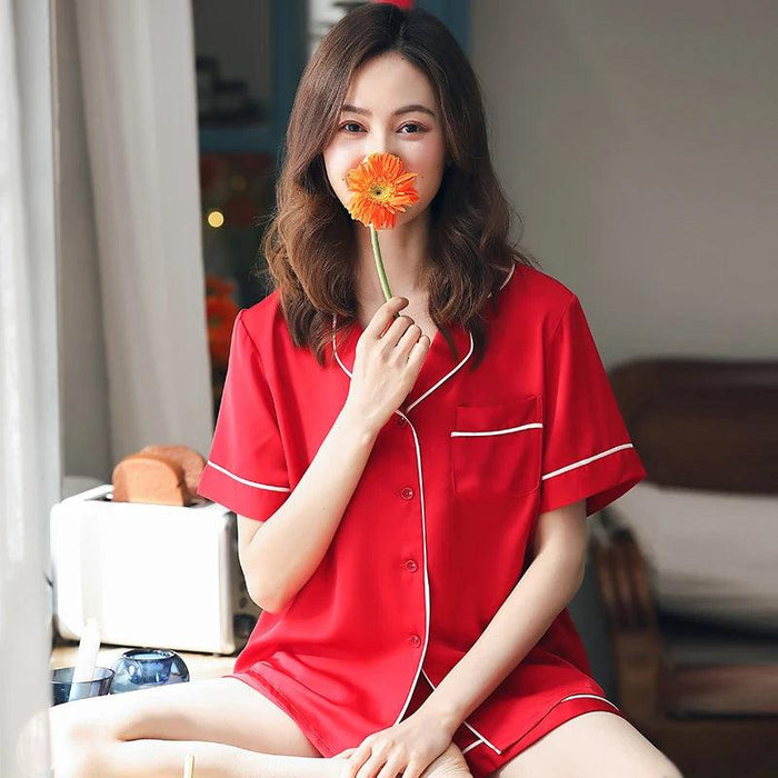 Trendy Summer Women's Lounge Set - Cozy Short Sleeve Top and Breezy Shorts