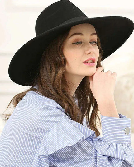Chic Women's Wool Fedora Hat with Wide Brim and Charming Ribbon Bow - Ideal for Winter Events and Travel