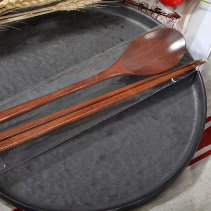 Elegant Japanese Wooden Sushi Cutlery Set with Reusable Chopsticks and Spoon