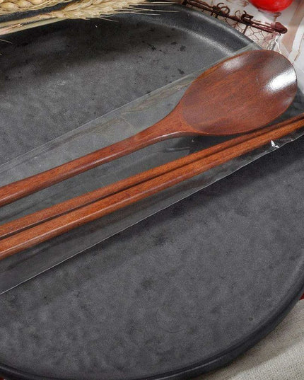 Elegant Japanese Wooden Sushi Cutlery Set with Reusable Chopsticks and Spoon