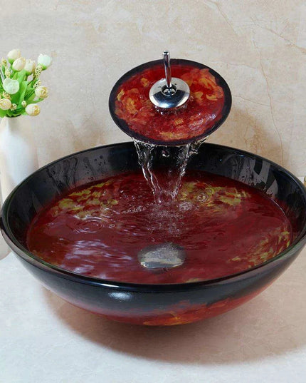 Contemporary European Glass Sink and Faucet Ensemble - A Luxurious Bathroom Statement