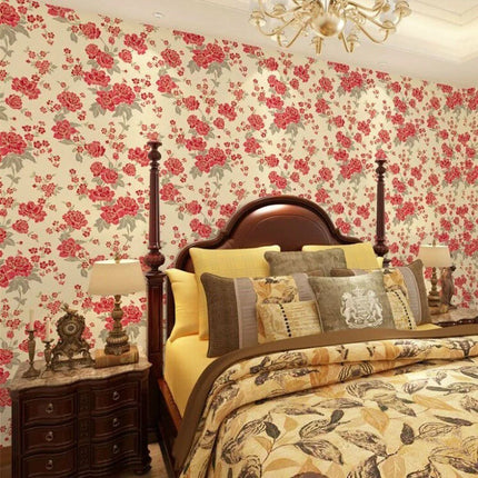 Moda Red Peony Waterproof Peel and Stick Wallpaper - Easy Application