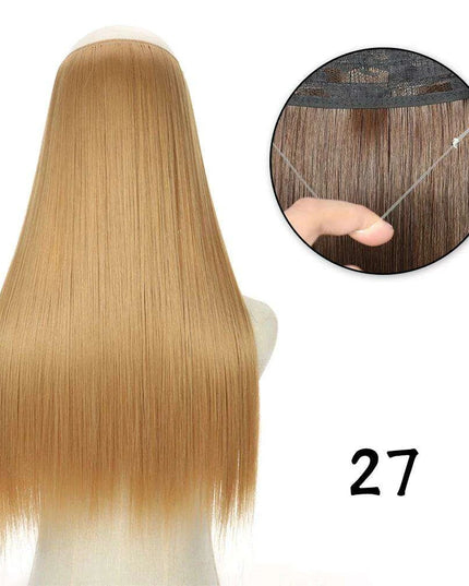 Blonde and Black Halo Hair Extensions for Effortless Volume and Length Boost