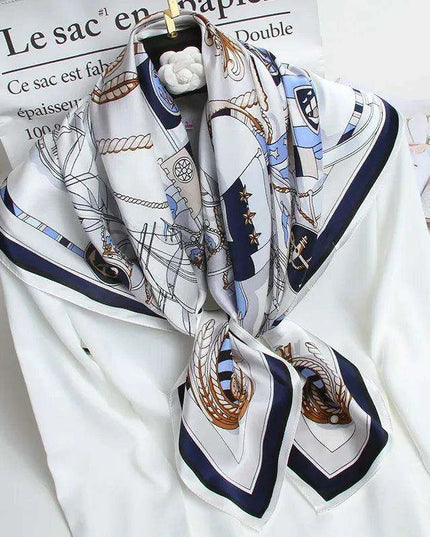 Chic Floral Silk Scarf - Luxurious 90x90cm Women's Neck Accessory