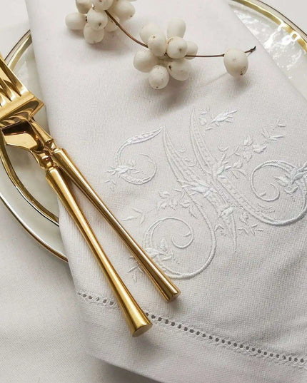 Personalized Regal Crown Linen Napkins - Elegant Wedding Table Decor Set