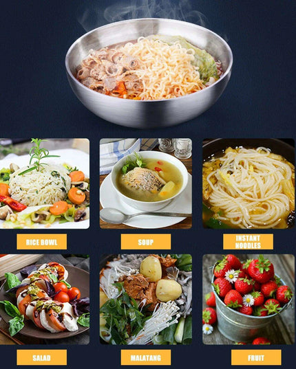 Premium Double-Walled Insulated Ramen Bowl in 900ml, 1100ml, and 1400ml Sizes for Hot Soups and Noodles