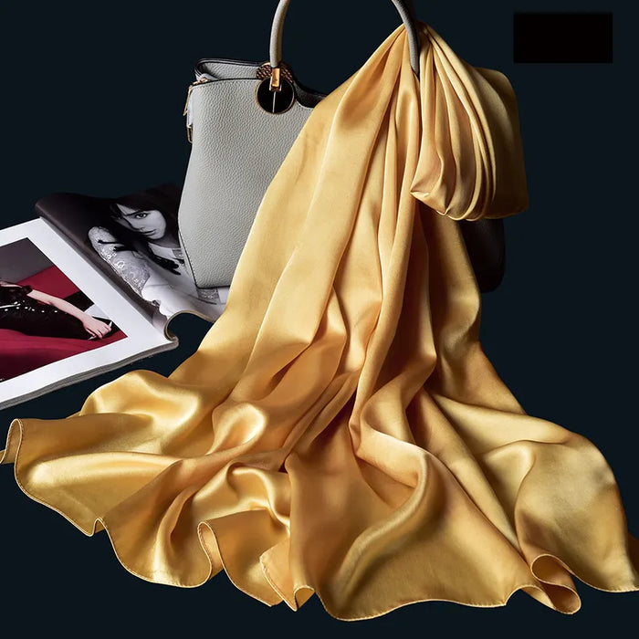 Pure Silk Women's Scarf - Luxury Brand Shawl and Neckerchief Foulard