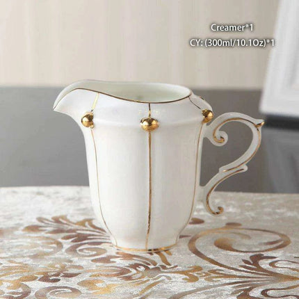 Regal Elegance Gold Pearl Bone China Tea and Coffee Set - Sophisticated Collection for Luxurious Teatime