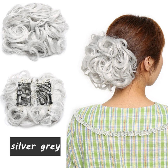 Elegant Ombre Curly Chignon Hairpiece with Comb - High Heat Resistant Women's Extension