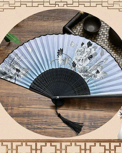 Elegant Vintage Chinese Silk Bamboo Folding Fan with Unique Designs