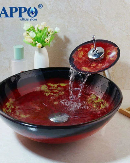 Contemporary European Glass Sink and Faucet Ensemble - A Luxurious Bathroom Statement