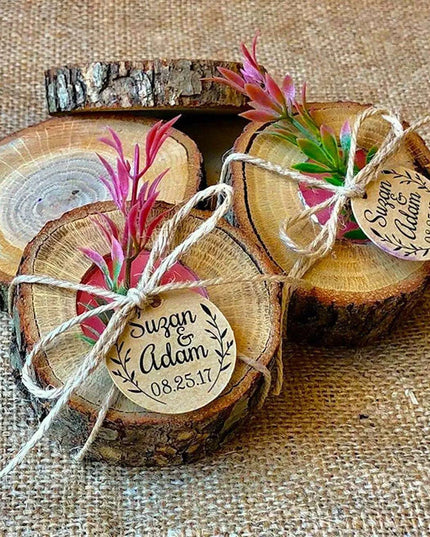 Personalized Rustic Oak Tealight Candle Holders - 15-Piece Celebration Set