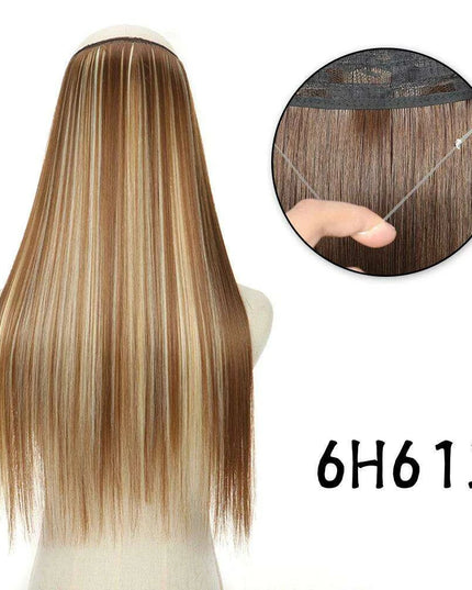 Blonde and Black Halo Hair Extensions for Effortless Volume and Length Boost