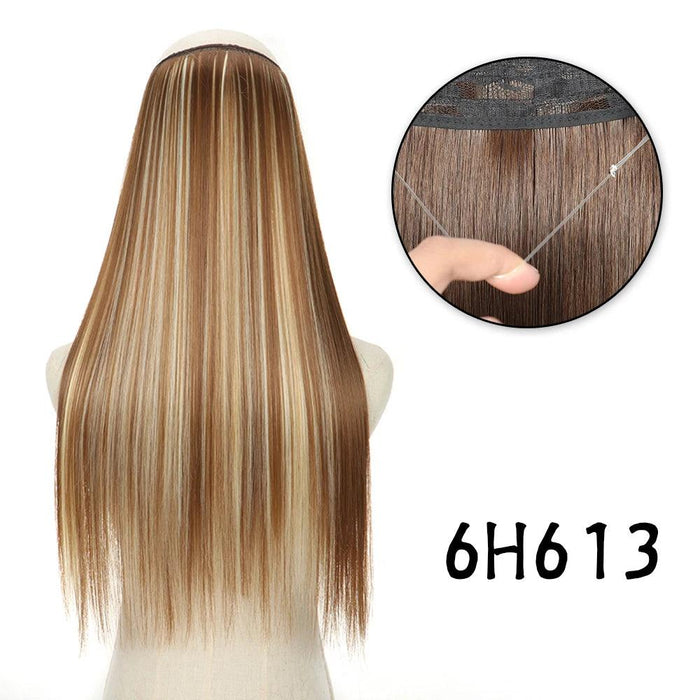 Blonde and Black Halo Hair Extensions for Effortless Volume and Length Boost