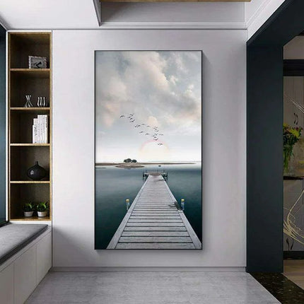 Serene Nordic Coastal Pier Canvas Art