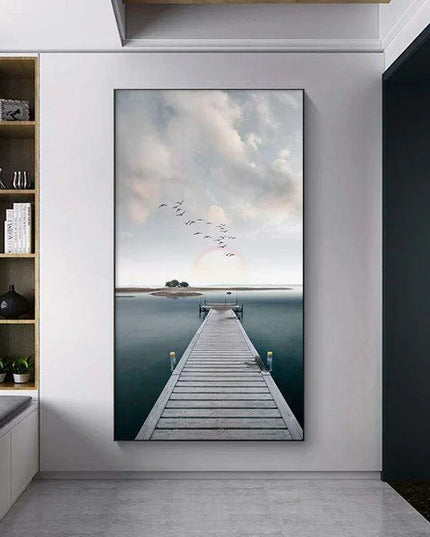 Serene Nordic Coastal Pier Canvas Art