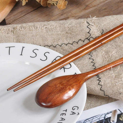Elegant Japanese Wooden Sushi Cutlery Set with Reusable Chopsticks and Spoon