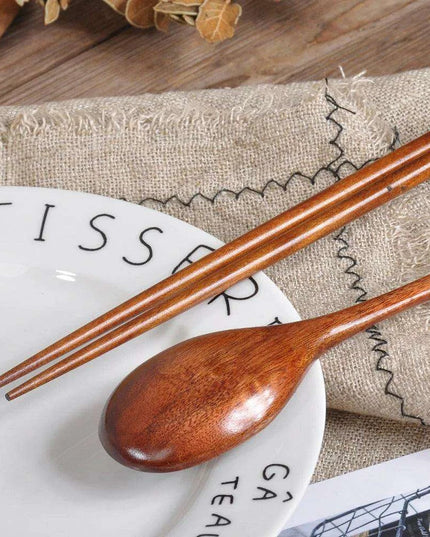 Elegant Japanese Wooden Sushi Cutlery Set with Reusable Chopsticks and Spoon