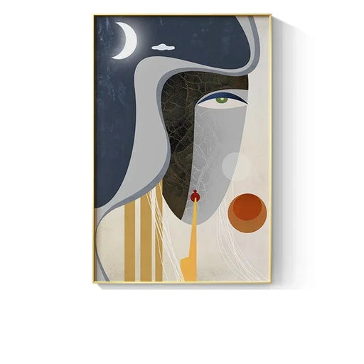Modern Abstract Geometric Faces Canvas Art Print - Home Decor Wall Poster