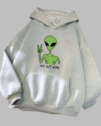 Quirky Green Alien Hoodies for Girls - Fun and Cozy Winter Sweatshirts