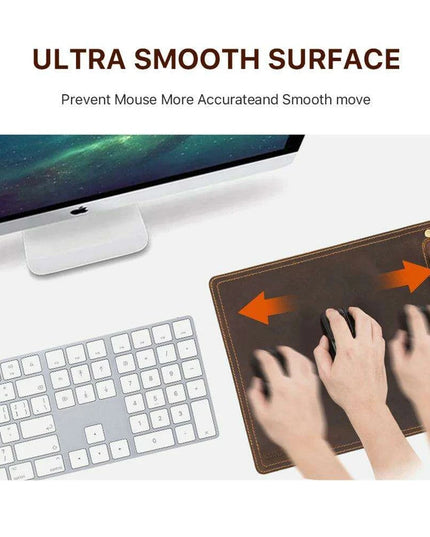 Luxurious Nubuck Leather Mouse Pad with Convenient Pen Holder for an Upscale Office