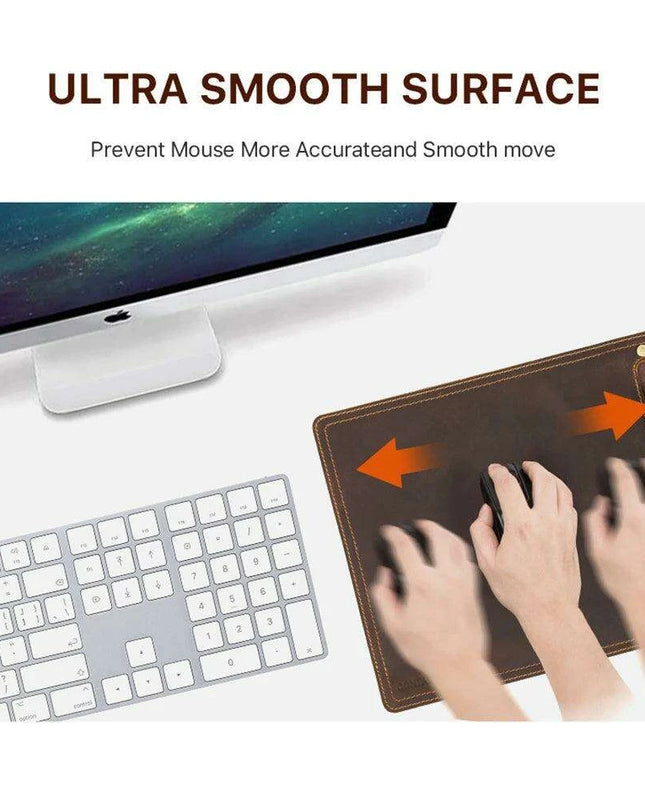Luxurious Nubuck Leather Mouse Pad with Convenient Pen Holder for an Upscale Office
