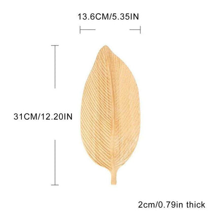 Elegant Leaf-Shaped Walnut Rubber Wood Serving Trays for Luxurious Dining