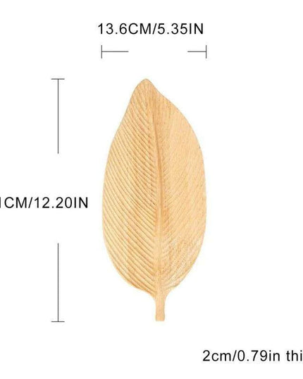 Elegant Leaf-Shaped Walnut Rubber Wood Serving Trays for Luxurious Dining