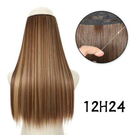 Blonde and Black Halo Hair Extensions for Effortless Volume and Length Boost