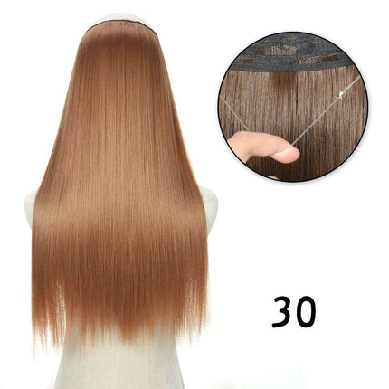 Blonde and Black Halo Hair Extensions for Effortless Volume and Length Boost