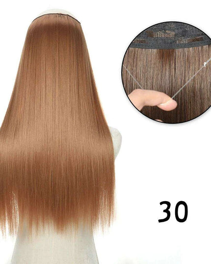 Blonde and Black Halo Hair Extensions for Effortless Volume and Length Boost