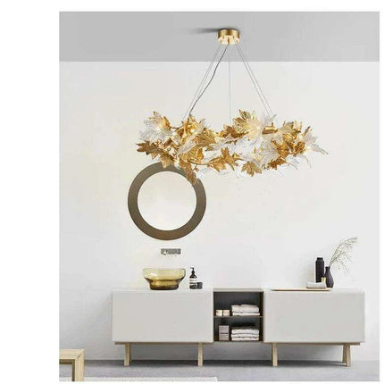 Luxurious Handcrafted Glass Chandelier with Copper Finish