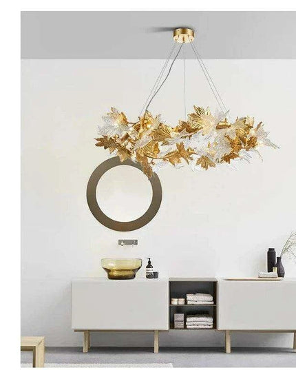 Luxurious Handcrafted Glass Chandelier with Copper Finish