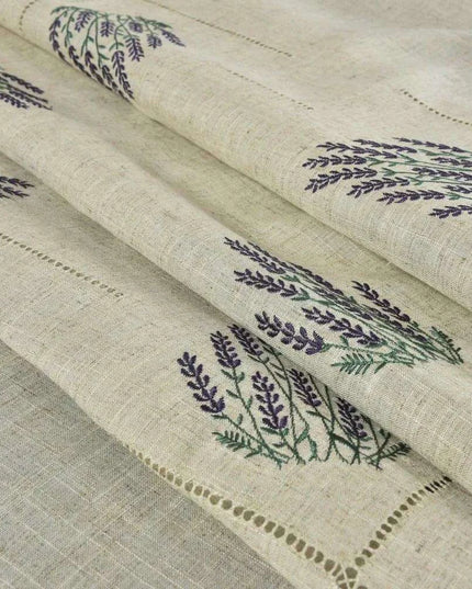 Lavender Provence Elegant Linen-Blend Table Cover for Sophisticated Dining