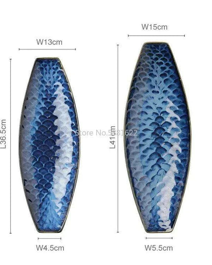 Ceramic Blue Fish Platter - A Stylish Centerpiece for Culinary Delights