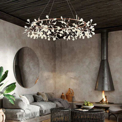 Nordic Firefly Chandelier: Customizable Rose Gold & Black Lighting Masterpiece