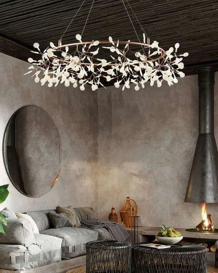 Nordic Firefly Chandelier: Customizable Rose Gold & Black Lighting Masterpiece