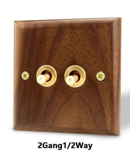 Sleek Black Walnut Electrical Panel with USB Ports, Adjustable LED Ambiance, and Contemporary Toggle Features