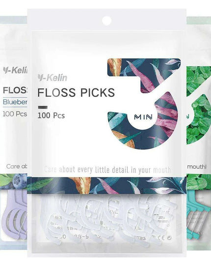 Y-Kelin 100 Count Premium Disposable Floss Picks for Superior Oral Care