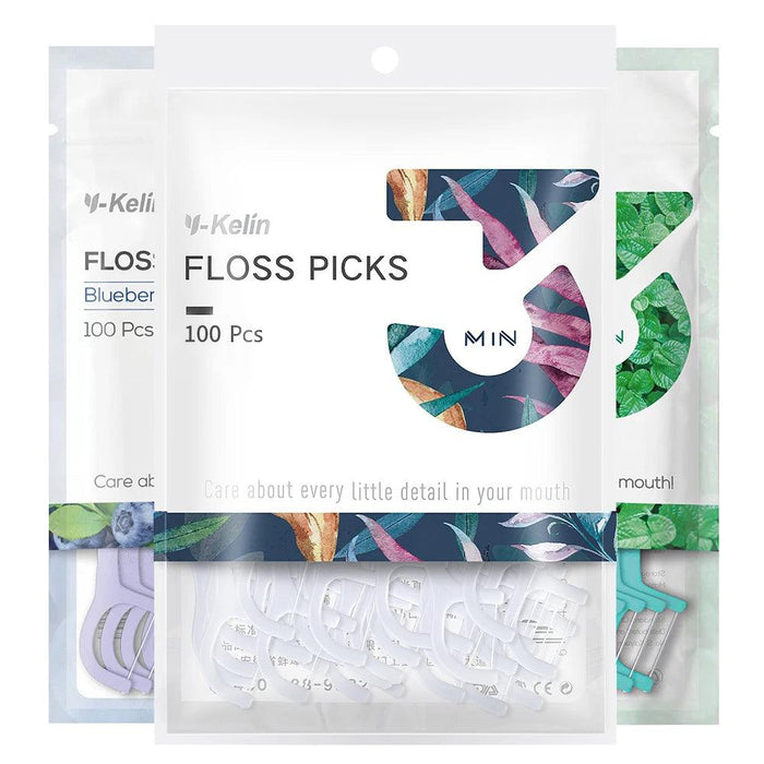 Y-Kelin 100 Count Premium Disposable Floss Picks for Superior Oral Care